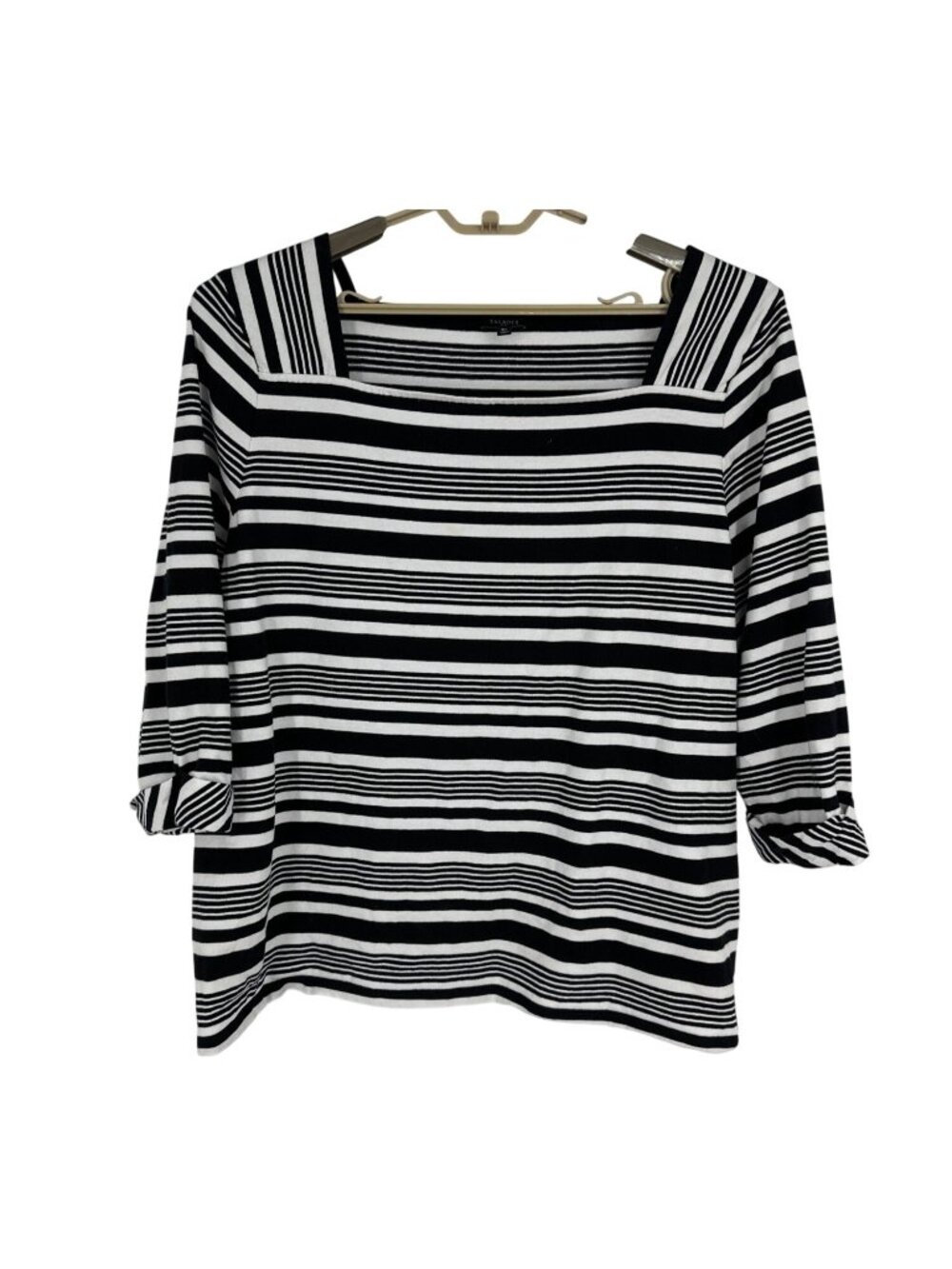 Talbots Plus 3/4 Sleeves Square Neckline Striped Pullover Size 3X